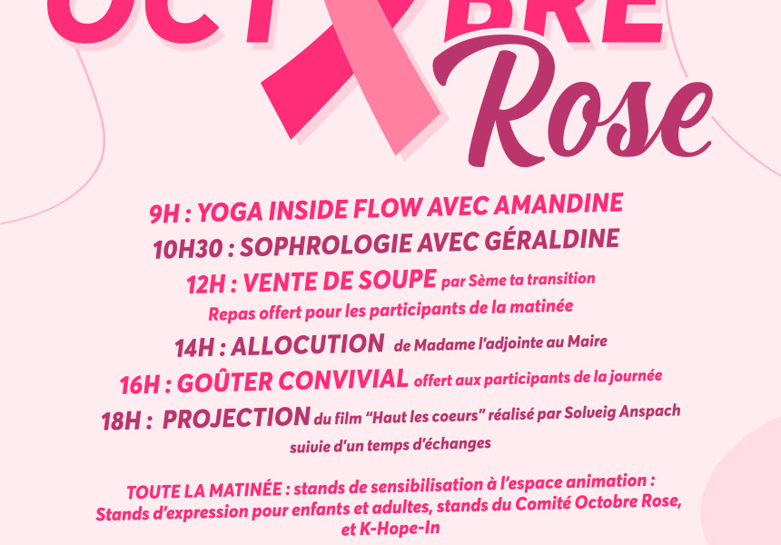 Affiche Octobre Rose 2025 - Avec programme ESPACE ANIMATION