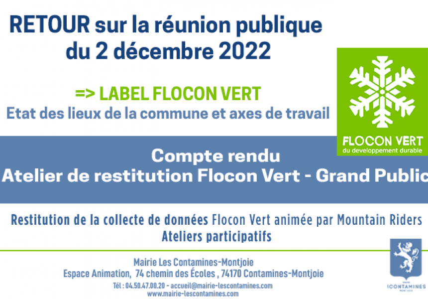 Compte rendu Atelier de restitution Flocon Vert - Grand Public 02/12/2022 - Les Contamines